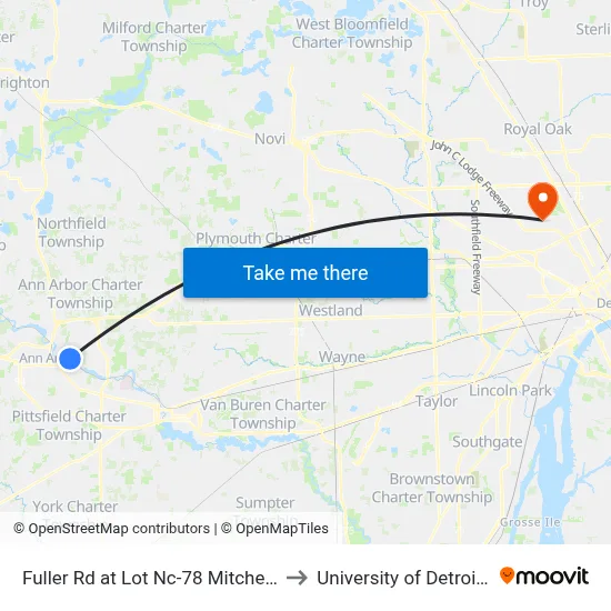 Fuller Rd at Lot Nc-78  Mitchell Field (3) to University of Detroit Mercy map