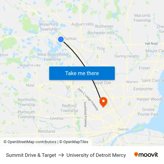 Summit Drive & Target to University of Detroit Mercy map