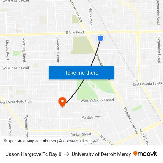 Jason Hargrove Tc Bay 8 to University of Detroit Mercy map
