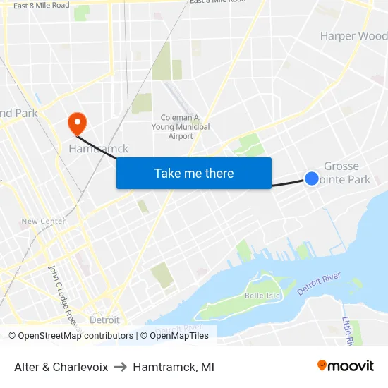 Alter & Charlevoix to Hamtramck, MI map