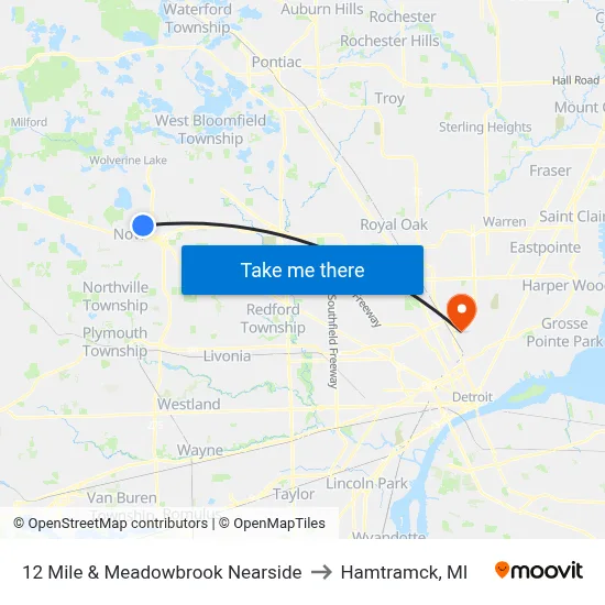 12 Mile & Meadowbrook Nearside to Hamtramck, MI map