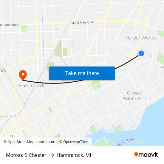 Moross & Chester to Hamtramck, MI map