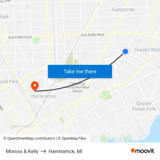 Moross & Kelly to Hamtramck, MI map