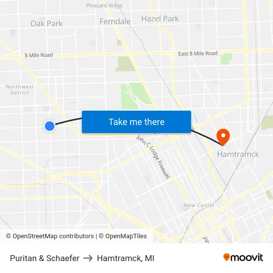 Puritan & Schaefer to Hamtramck, MI map