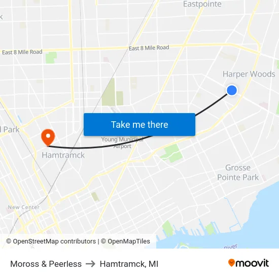 Moross & Peerless to Hamtramck, MI map