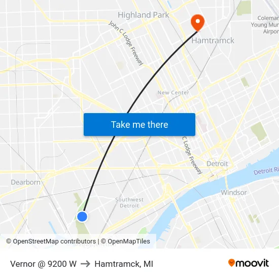 Vernor @ 9200 W to Hamtramck, MI map