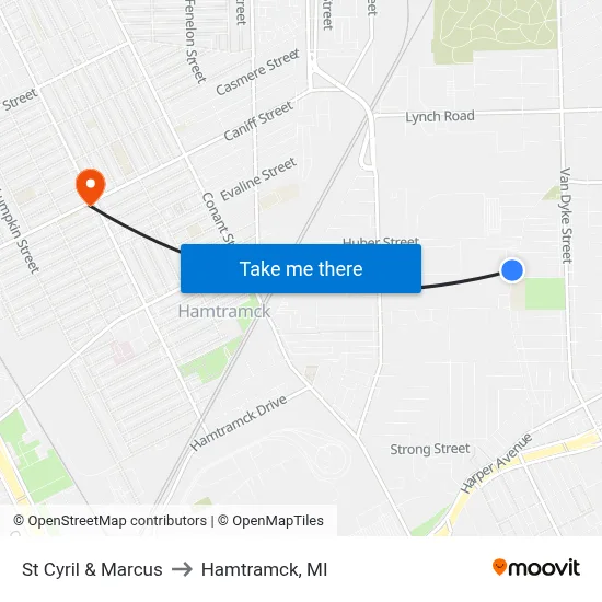 St Cyril & Marcus to Hamtramck, MI map