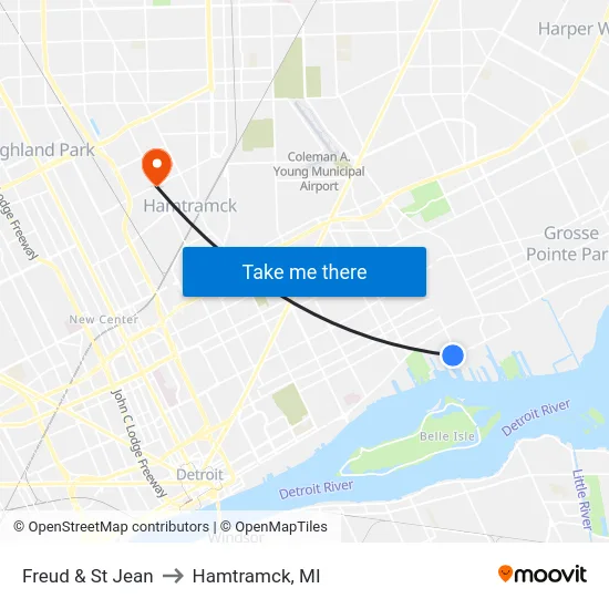 Freud & St Jean to Hamtramck, MI map