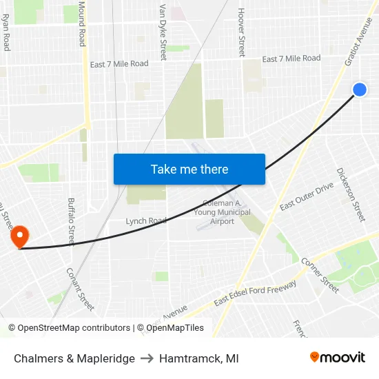 Chalmers & Mapleridge to Hamtramck, MI map