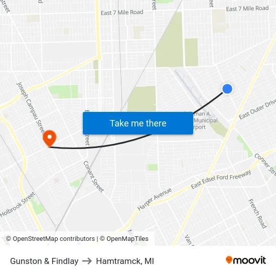 Gunston & Findlay to Hamtramck, MI map
