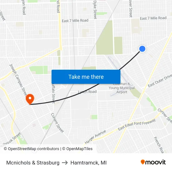 Mcnichols & Strasburg to Hamtramck, MI map