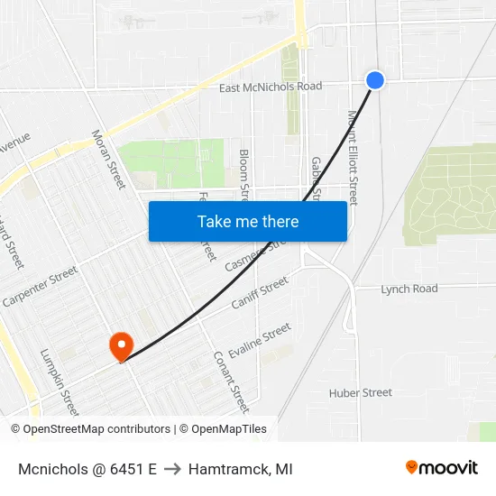 Mcnichols @ 6451 E to Hamtramck, MI map