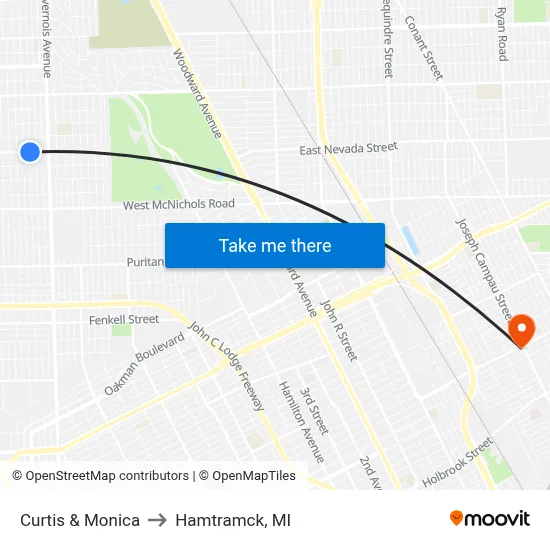 Curtis & Monica to Hamtramck, MI map