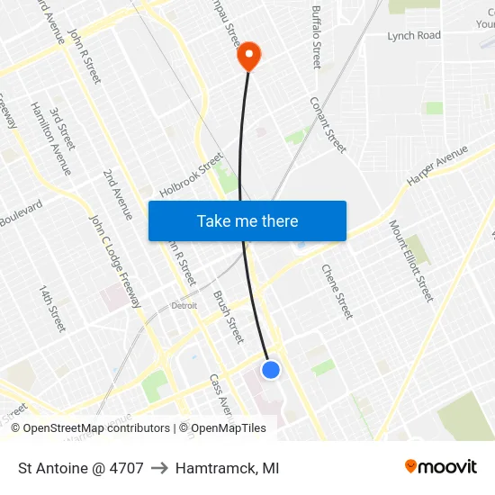 St Antoine @ 4707 to Hamtramck, MI map