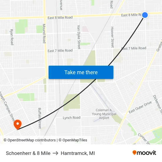 Schoenherr & 8 Mile to Hamtramck, MI map