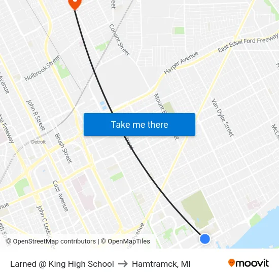 Larned @ King High School to Hamtramck, MI map