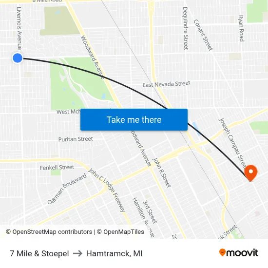 7 Mile & Stoepel to Hamtramck, MI map
