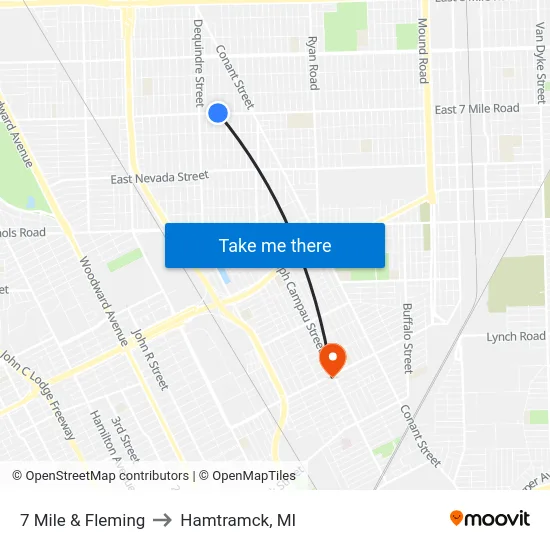 7 Mile & Fleming to Hamtramck, MI map