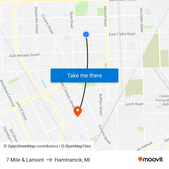 7 Mile & Lamont to Hamtramck, MI map