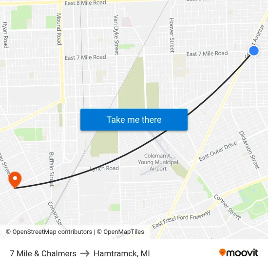 7 Mile & Chalmers to Hamtramck, MI map