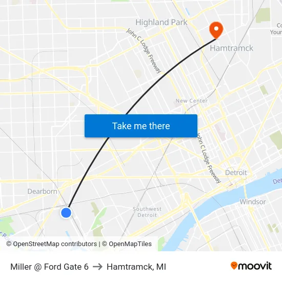 Miller @ Ford Gate 6 to Hamtramck, MI map