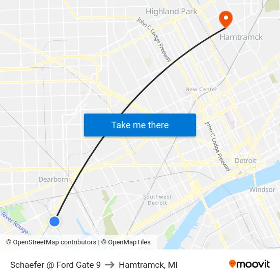 Schaefer @ Ford Gate 9 to Hamtramck, MI map