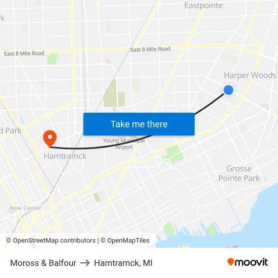 Moross & Balfour to Hamtramck, MI map