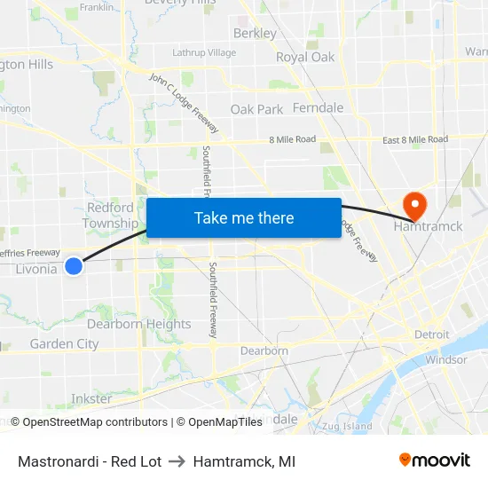 Mastronardi - Red Lot to Hamtramck, MI map