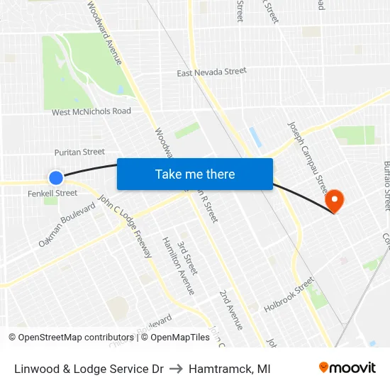Linwood & Lodge Service Dr to Hamtramck, MI map