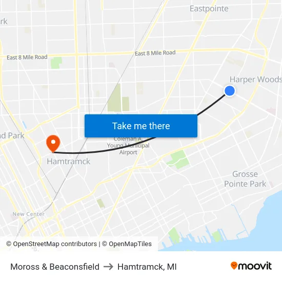 Moross & Beaconsfield to Hamtramck, MI map