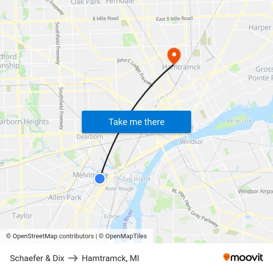 Schaefer & Dix to Hamtramck, MI map