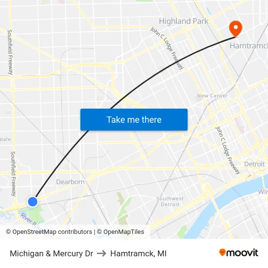 Michigan & Mercury Dr to Hamtramck, MI map
