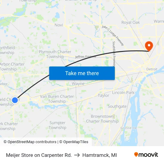 Meijer Store on Carpenter Rd. to Hamtramck, MI map