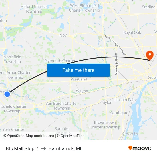 Btc Mall Stop 7 to Hamtramck, MI map