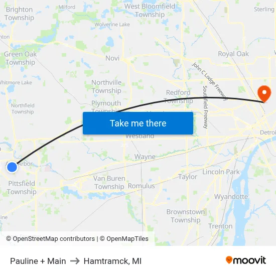 Pauline + Main to Hamtramck, MI map
