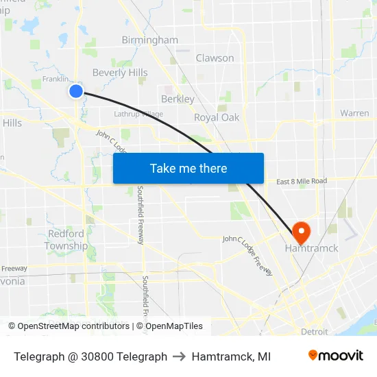 Telegraph @ 30800 Telegraph to Hamtramck, MI map