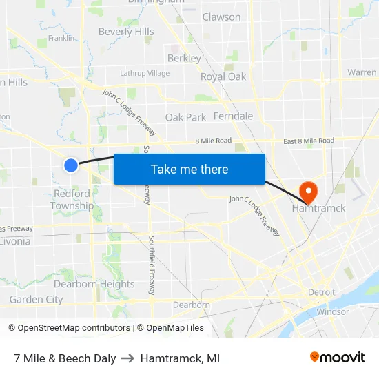 7 Mile & Beech Daly to Hamtramck, MI map