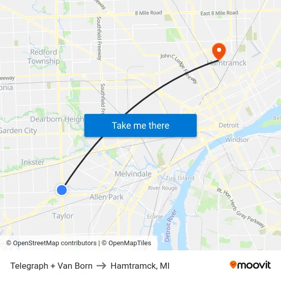 Telegraph & Van Born to Hamtramck, MI map