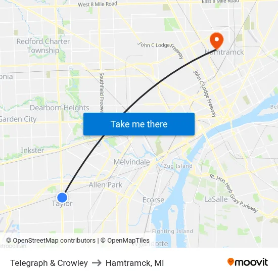 Telegraph & Crowley to Hamtramck, MI map