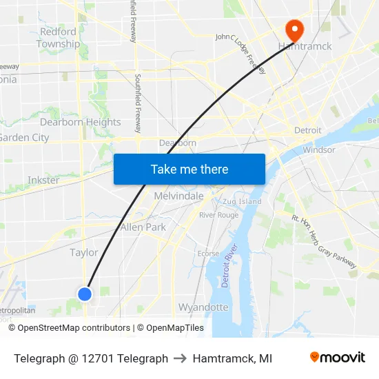 Telegraph @ 12701 Telegraph to Hamtramck, MI map