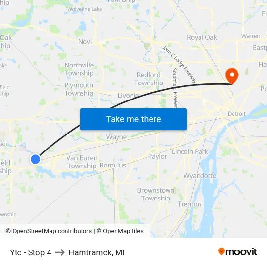 Ytc - Stop 4 to Hamtramck, MI map