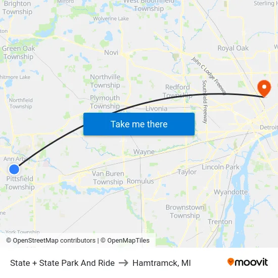 State + State Park And Ride to Hamtramck, MI map