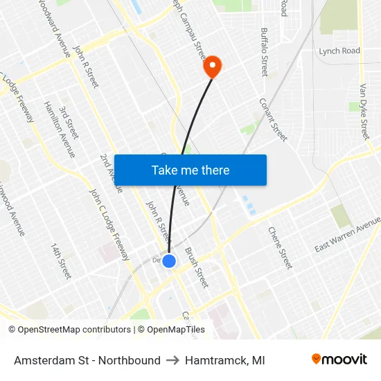 Amsterdam St - Northbound to Hamtramck, MI map