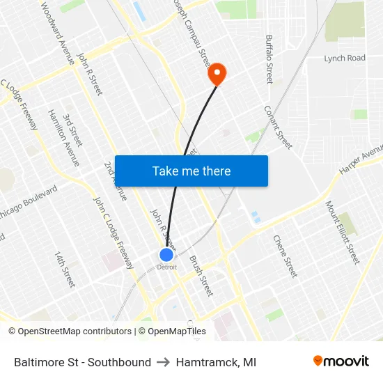 Baltimore St - Southbound to Hamtramck, MI map