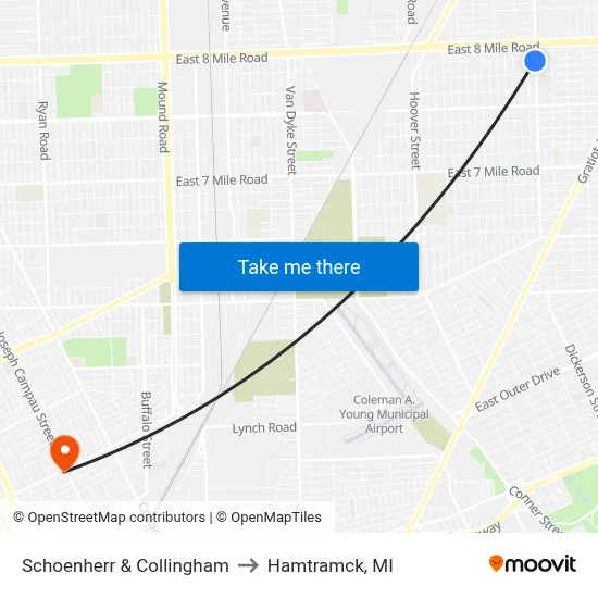 Schoenherr & Collingham to Hamtramck, MI map