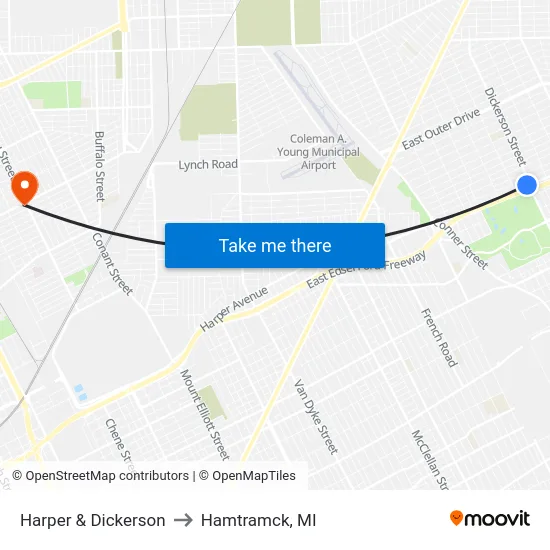 Harper & Dickerson to Hamtramck, MI map