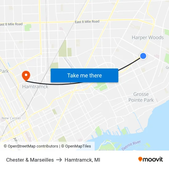 Chester & Marseilles to Hamtramck, MI map
