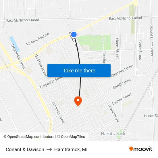 Conant & Davison to Hamtramck, MI map