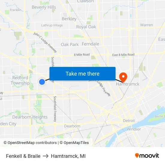 Fenkell & Braile to Hamtramck, MI map