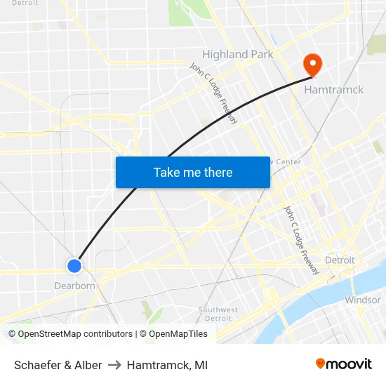 Schaefer & Alber to Hamtramck, MI map